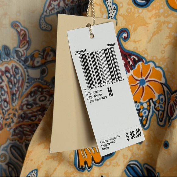 New Ellie Tahari Lemon Mist Print Faux Wrap Top Size M - Picture 8 of 9